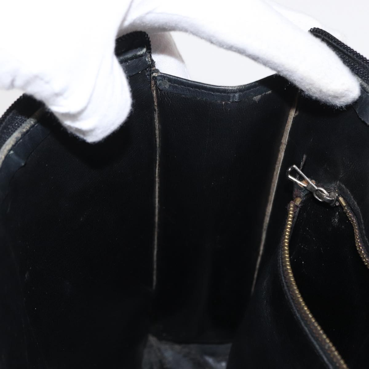 GUCCI Web Sherry Line Clutch Bag Leather Black Gold Auth ka622