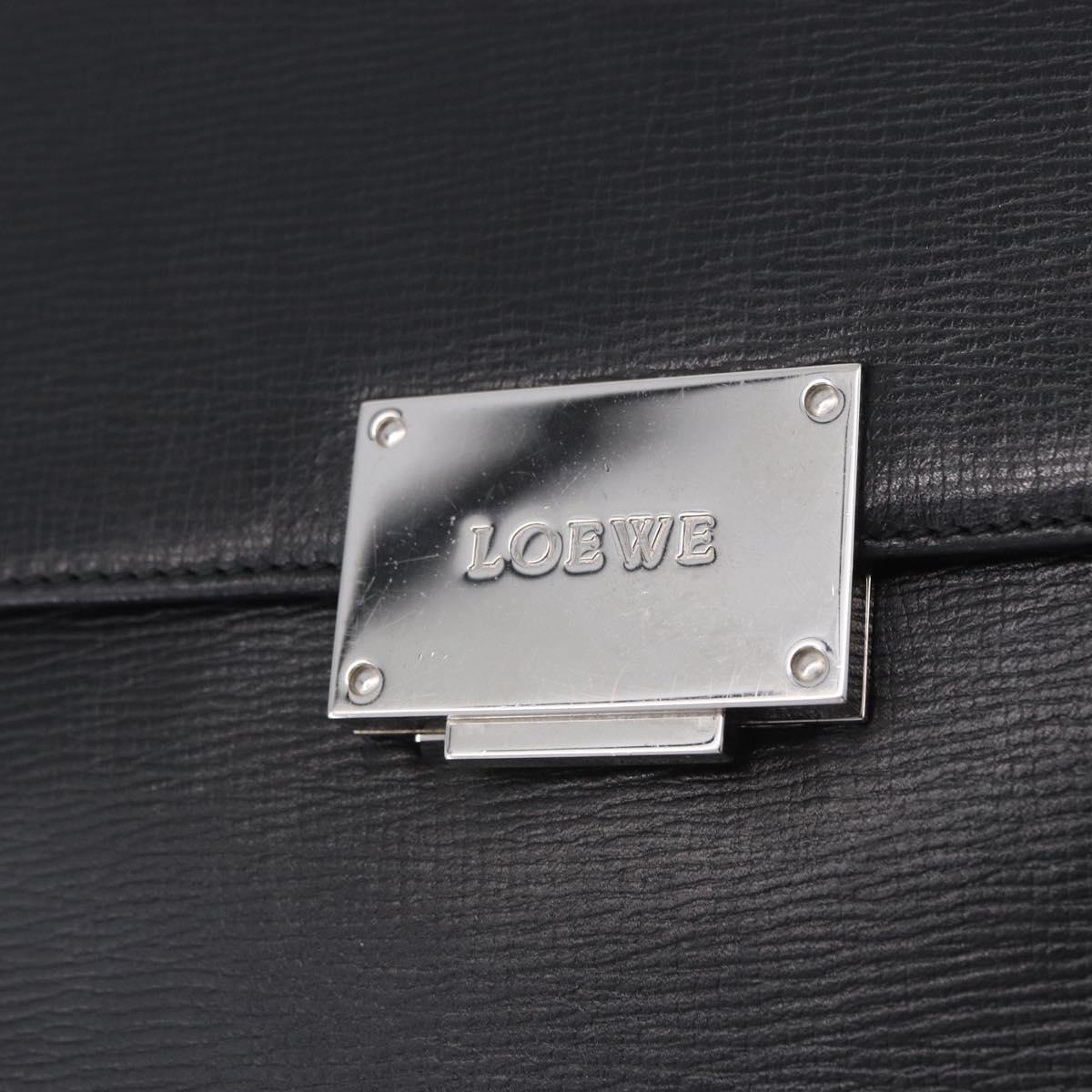 LOEWE Shoulder Bag Leather Black Silver Auth ka6220