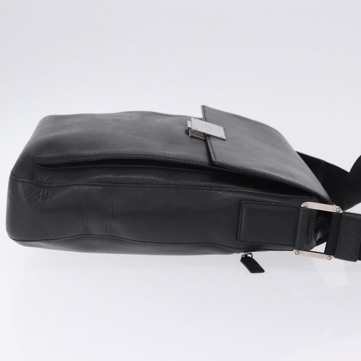LOEWE Shoulder Bag Leather Black Silver Auth ka6220
