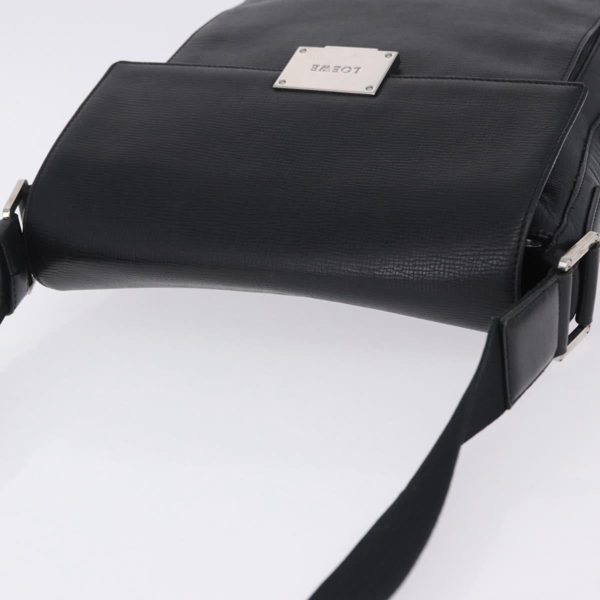 LOEWE Shoulder Bag Leather Black Silver Auth ka6220