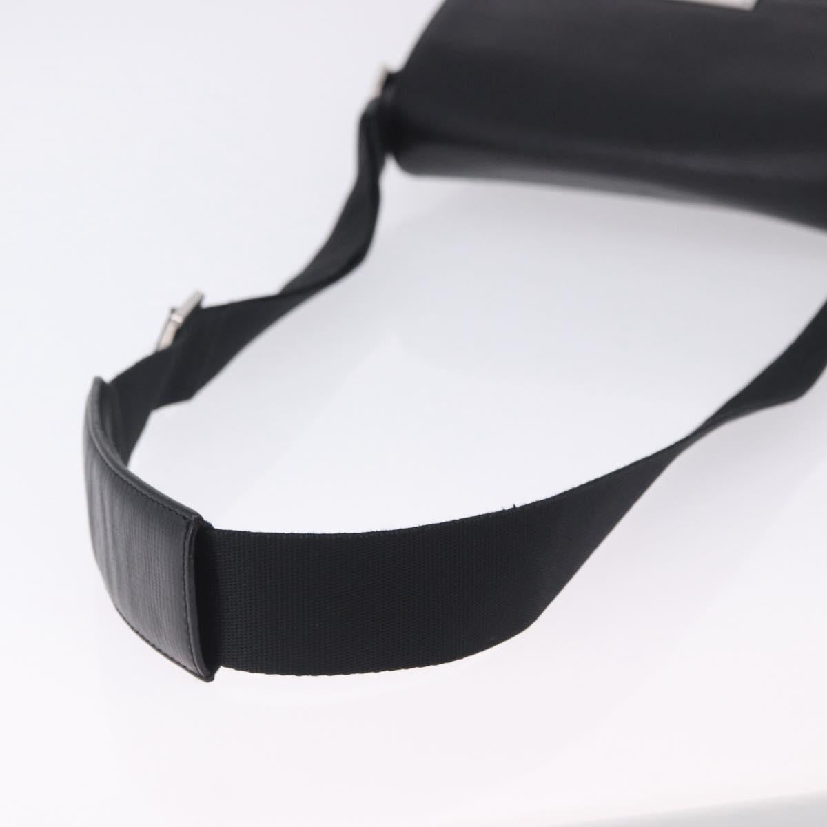 LOEWE Shoulder Bag Leather Black Silver Auth ka6220