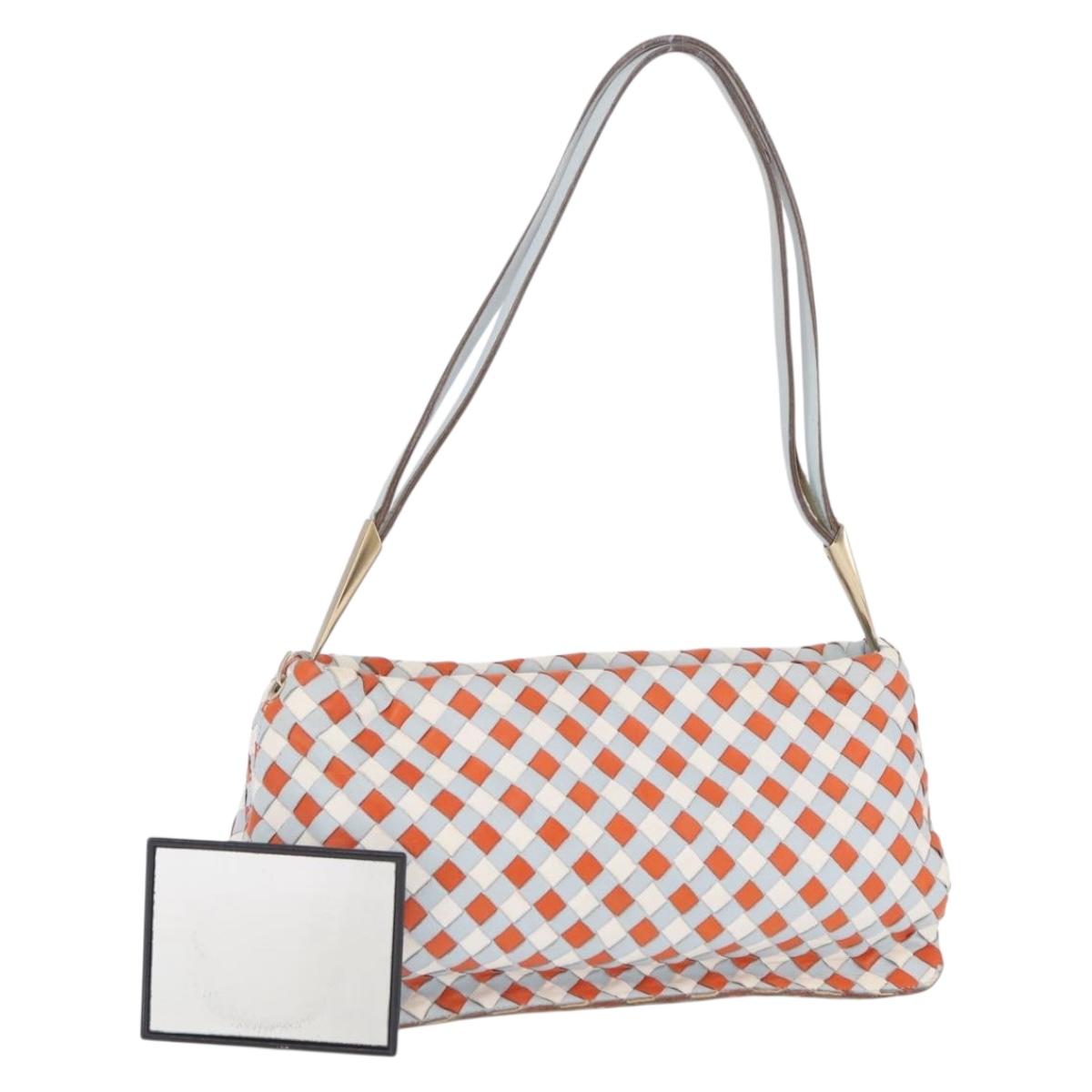 BOTTEGA VENETA INTRECCIATO Shoulder Bag Leather Orange Gold Tone Auth ka6221V