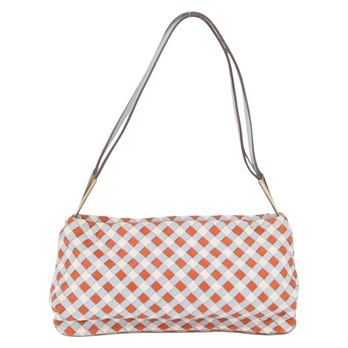 BOTTEGA VENETA INTRECCIATO Shoulder Bag Leather Orange Gold Tone Auth ka6221V