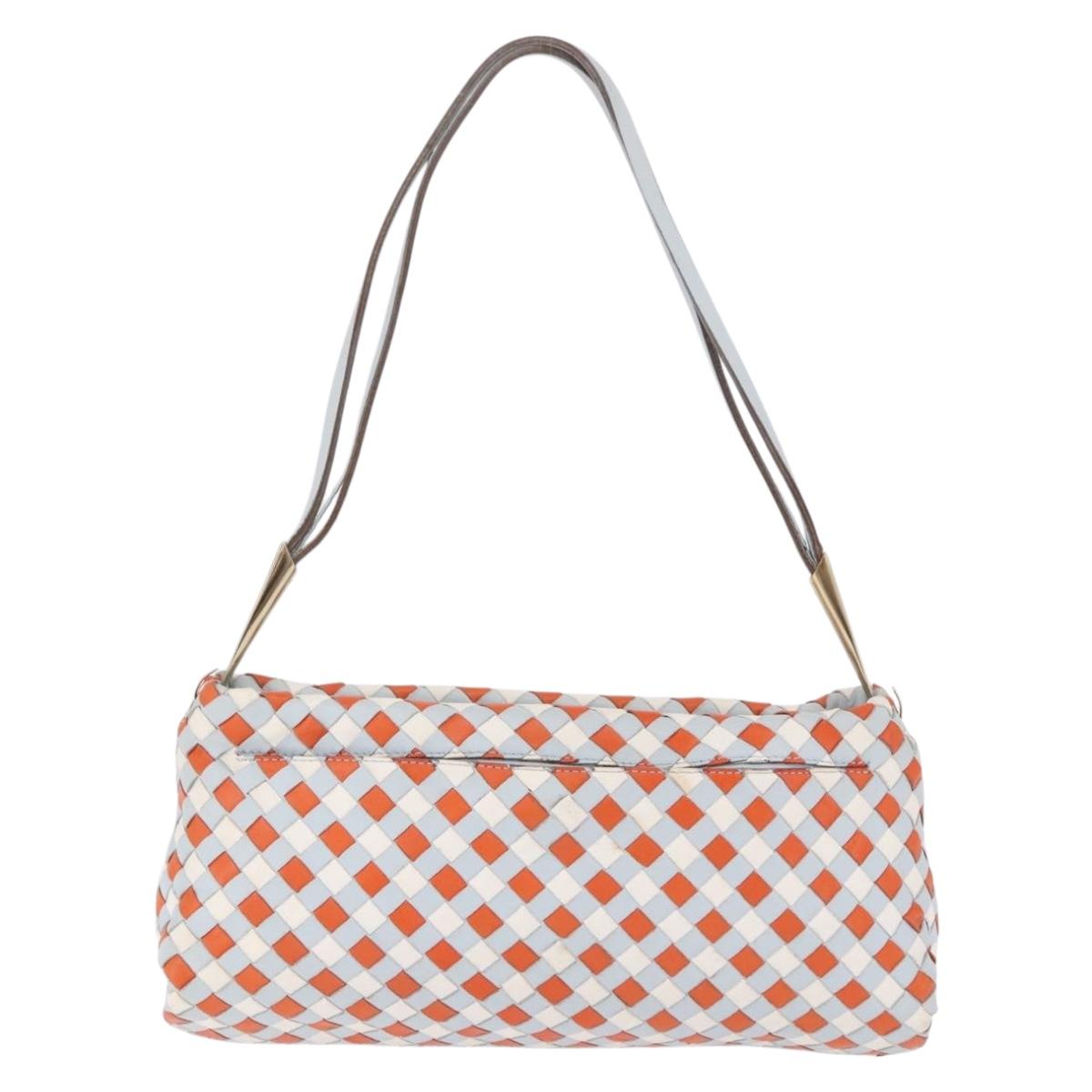 BOTTEGA VENETA INTRECCIATO Shoulder Bag Leather Orange Gold Tone Auth ka6221V