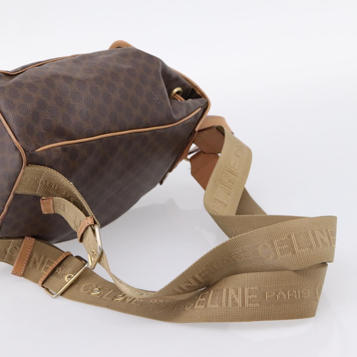 CELINE Macadam Backpack PVC Leather Brown Gold Tone Auth ka6222