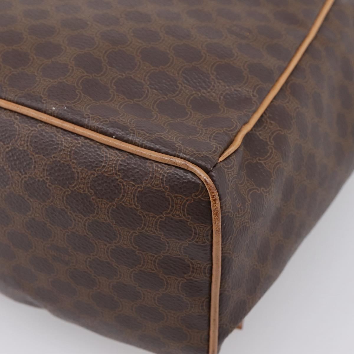 CELINE Macadam Backpack PVC Leather Brown Gold Tone Auth ka6222