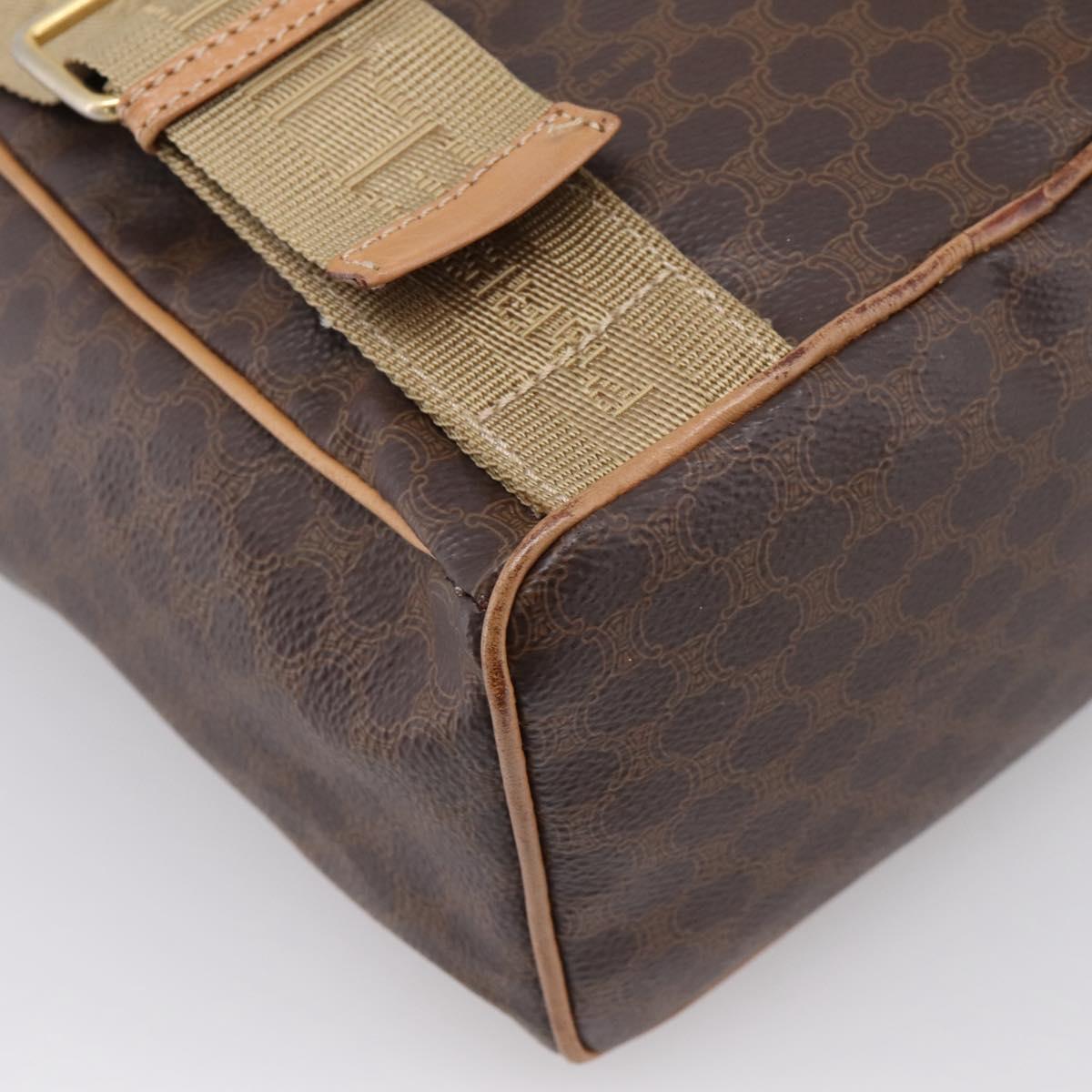 CELINE Macadam Backpack PVC Leather Brown Gold Tone Auth ka6222