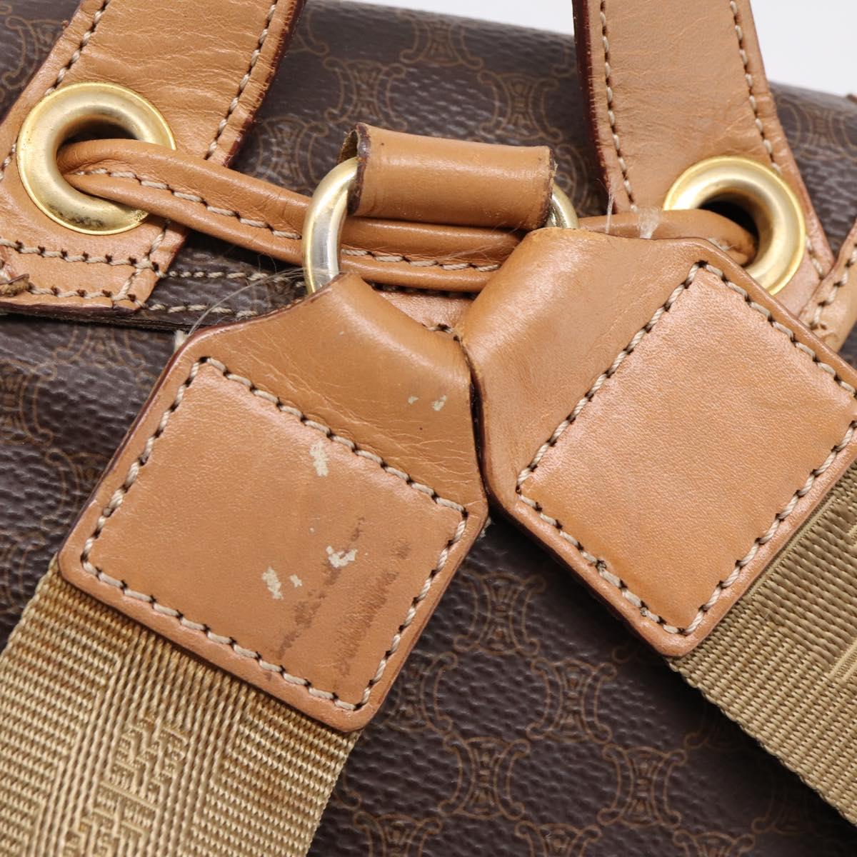 CELINE Macadam Backpack PVC Leather Brown Gold Tone Auth ka6222
