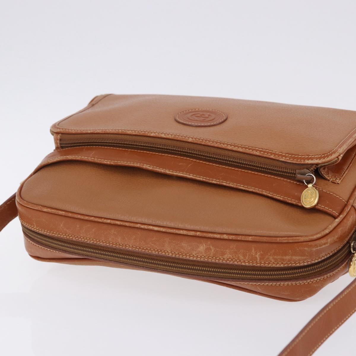 GUCCI Shoulder Bag Leather Beige Gold Tone 001 22 1053 Auth ka6226