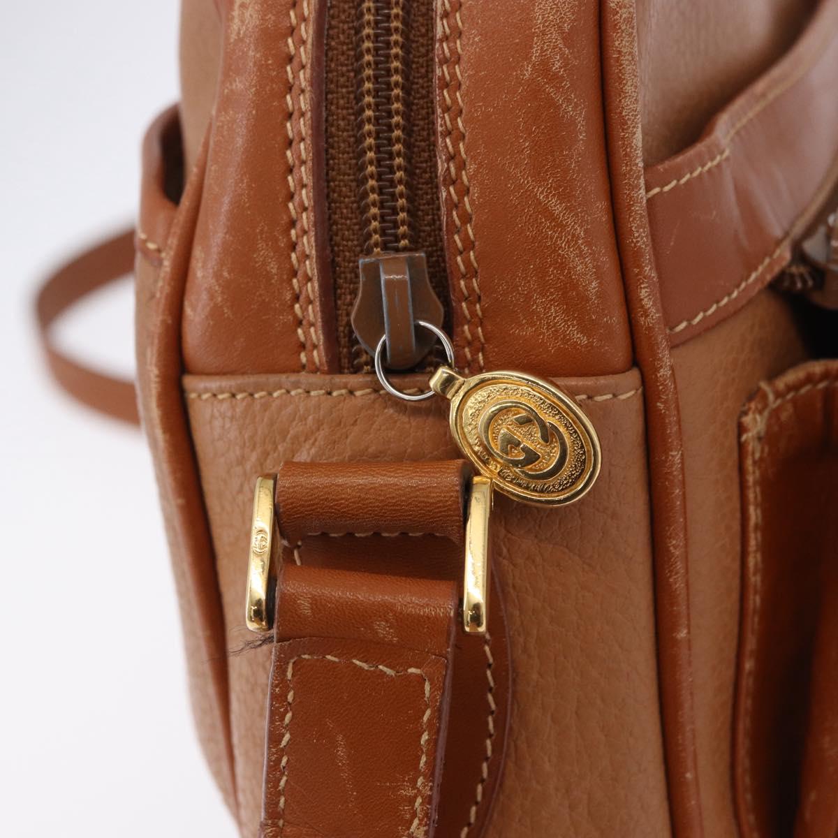 GUCCI Shoulder Bag Leather Beige Gold Tone 001 22 1053 Auth ka6226