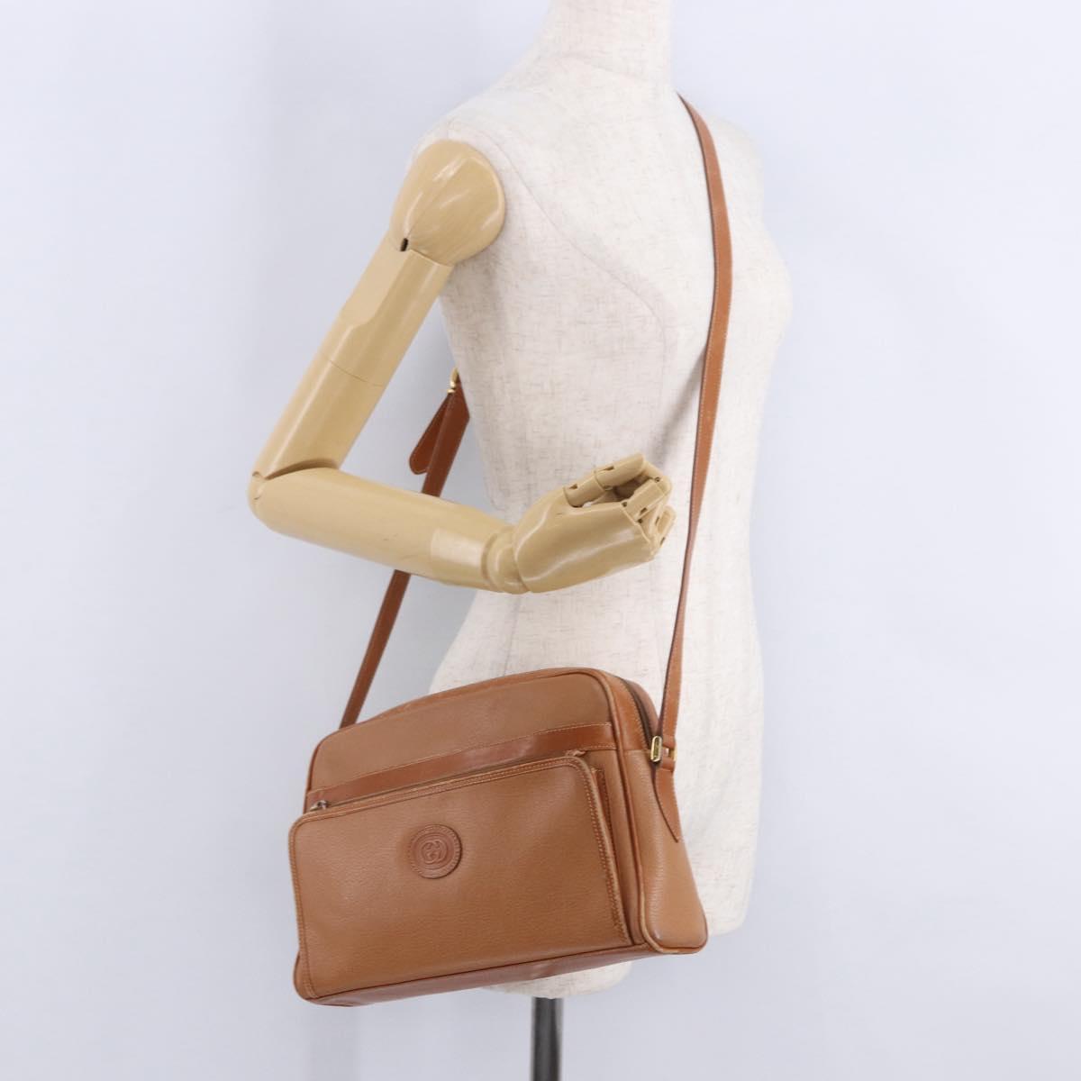 GUCCI Shoulder Bag Leather Beige Gold Tone 001 22 1053 Auth ka6226
