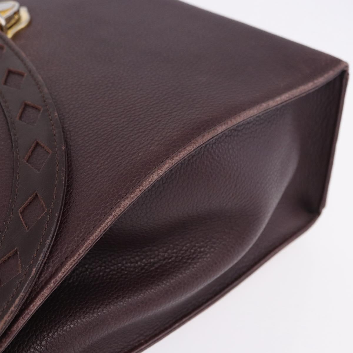 SAINT LAURENT Hand Bag Leather 2way Bordeaux Gold Tone Auth ka6227A