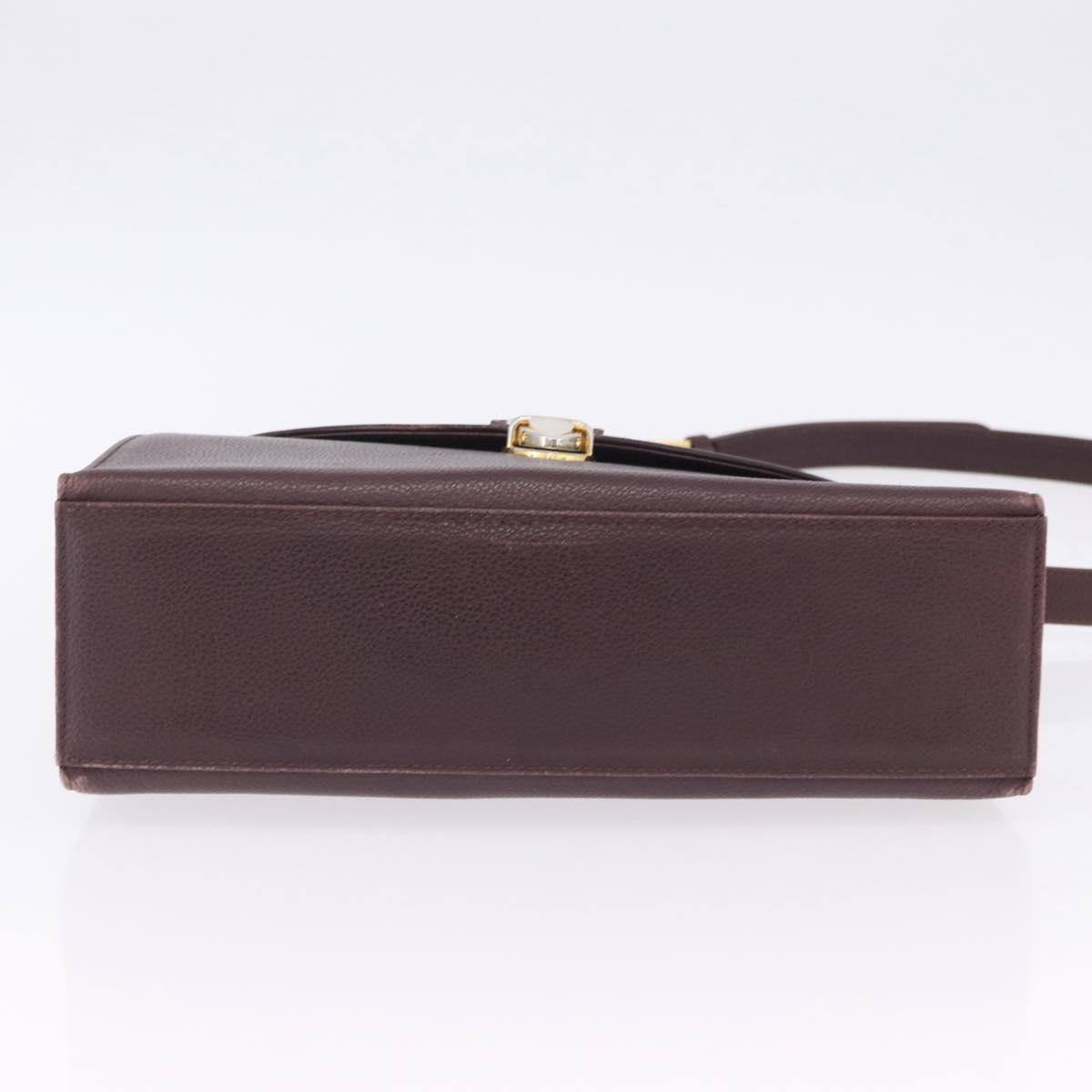 SAINT LAURENT Hand Bag Leather 2way Bordeaux Gold Tone Auth ka6227A