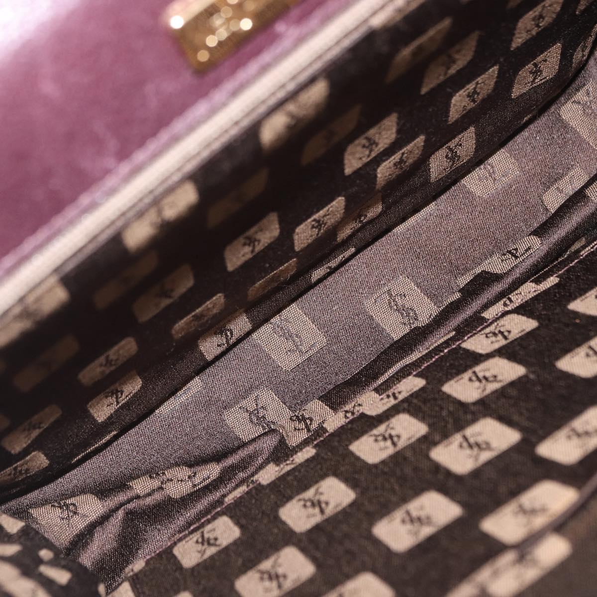 SAINT LAURENT Hand Bag Leather 2way Bordeaux Gold Tone Auth ka6227A