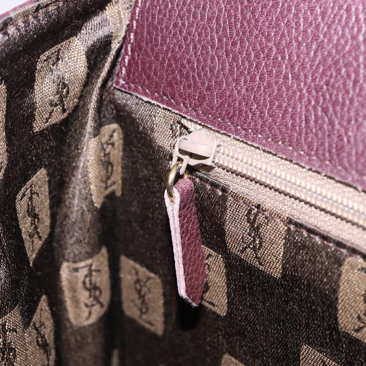 SAINT LAURENT Hand Bag Leather 2way Bordeaux Gold Tone Auth ka6227A