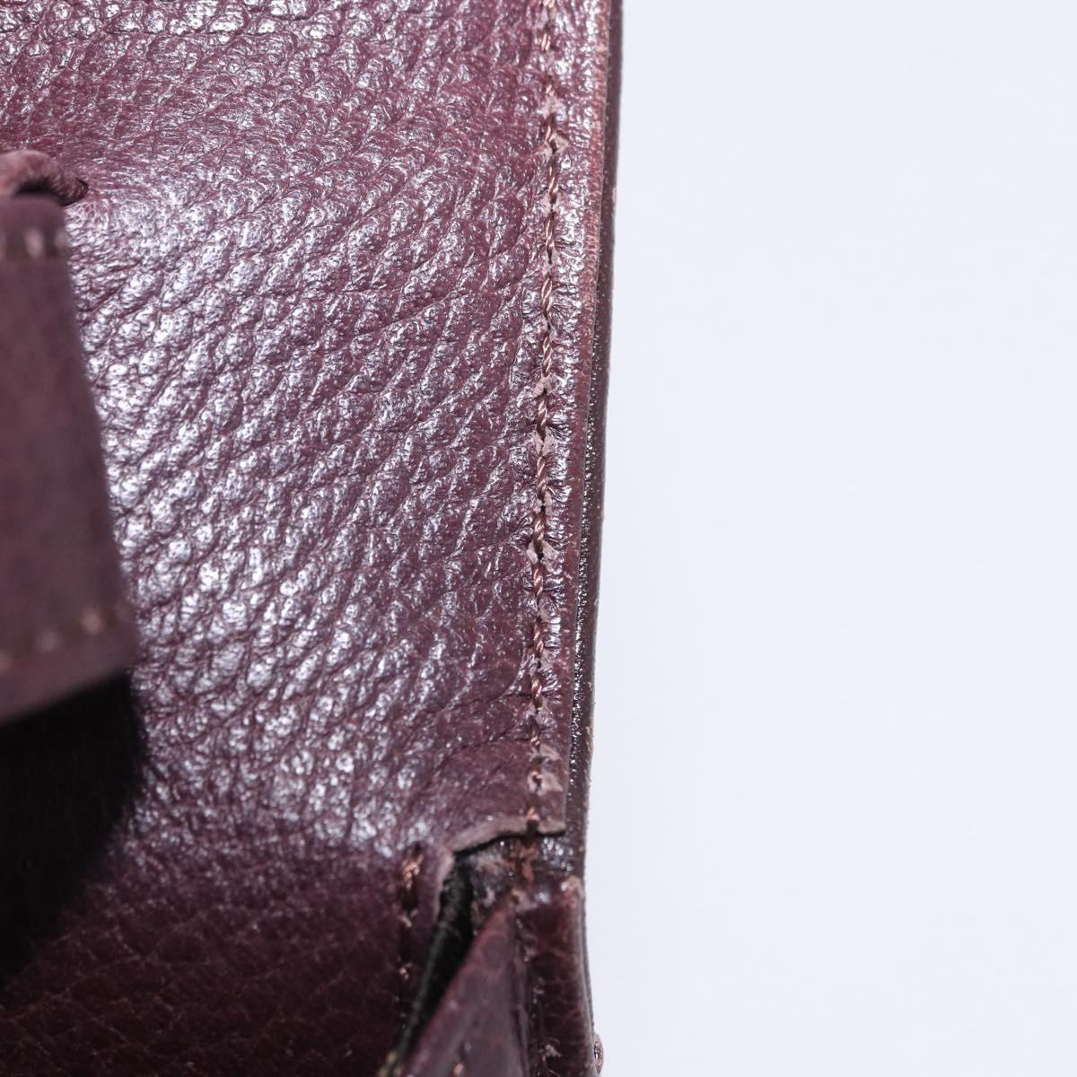 SAINT LAURENT Hand Bag Leather 2way Bordeaux Gold Tone Auth ka6227A