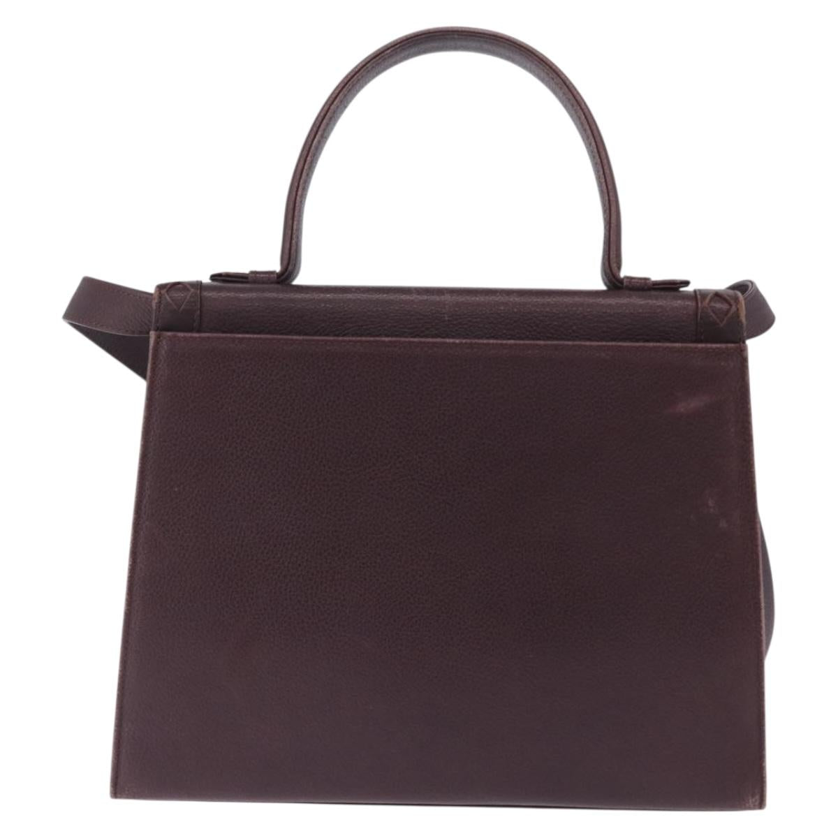 SAINT LAURENT Hand Bag Leather 2way Bordeaux Gold Tone Auth ka6227A