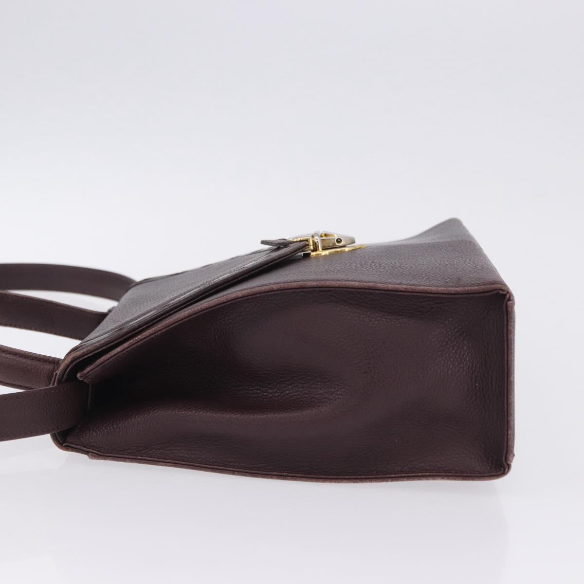SAINT LAURENT Hand Bag Leather 2way Bordeaux Gold Tone Auth ka6227A