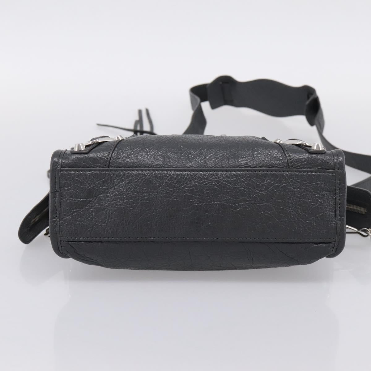 BALENCIAGA Classic Mini City Hand Bag Leather Gray Silver 300295 Auth ka6230SAM