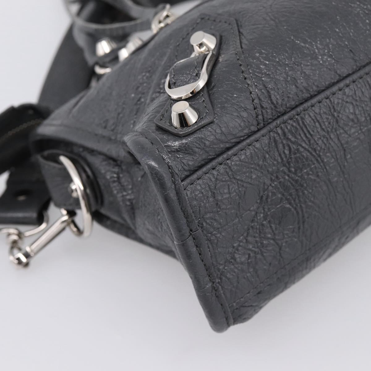 BALENCIAGA Classic Mini City Hand Bag Leather Gray Silver 300295 Auth ka6230SAM