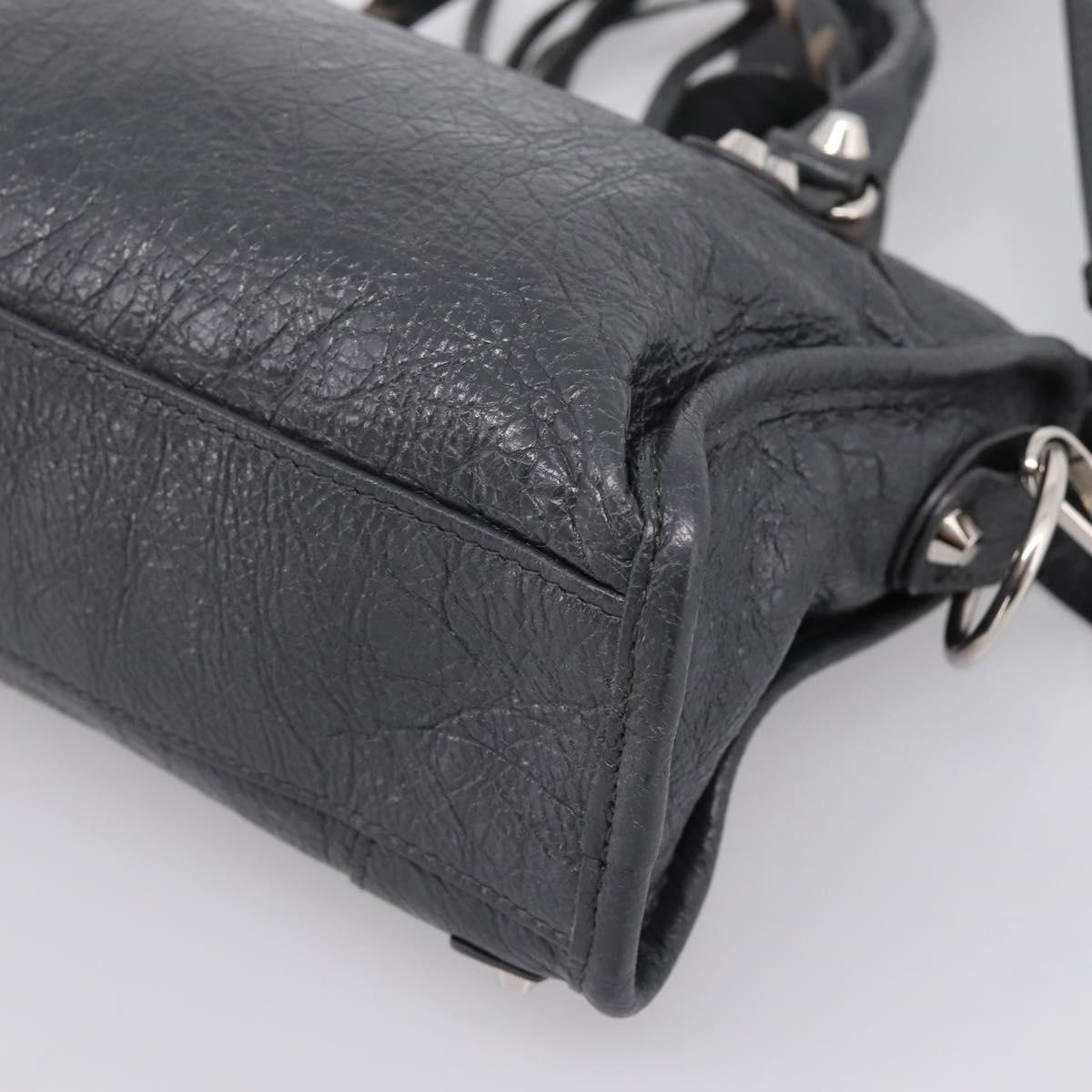 BALENCIAGA Classic Mini City Hand Bag Leather Gray Silver 300295 Auth ka6230SAM