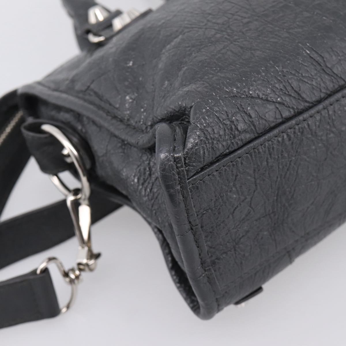 BALENCIAGA Classic Mini City Hand Bag Leather Gray Silver 300295 Auth ka6230SAM