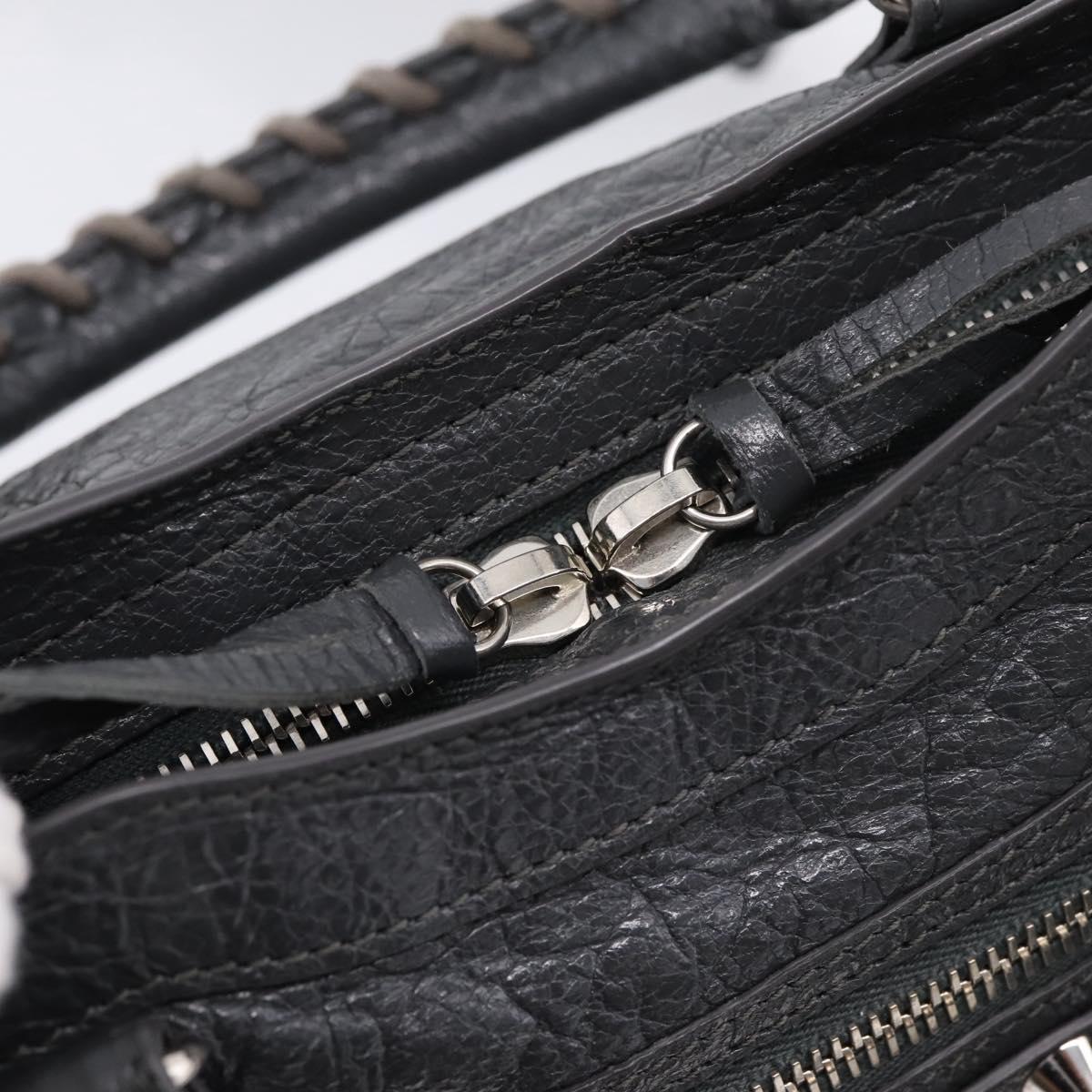 BALENCIAGA Classic Mini City Hand Bag Leather Gray Silver 300295 Auth ka6230SAM