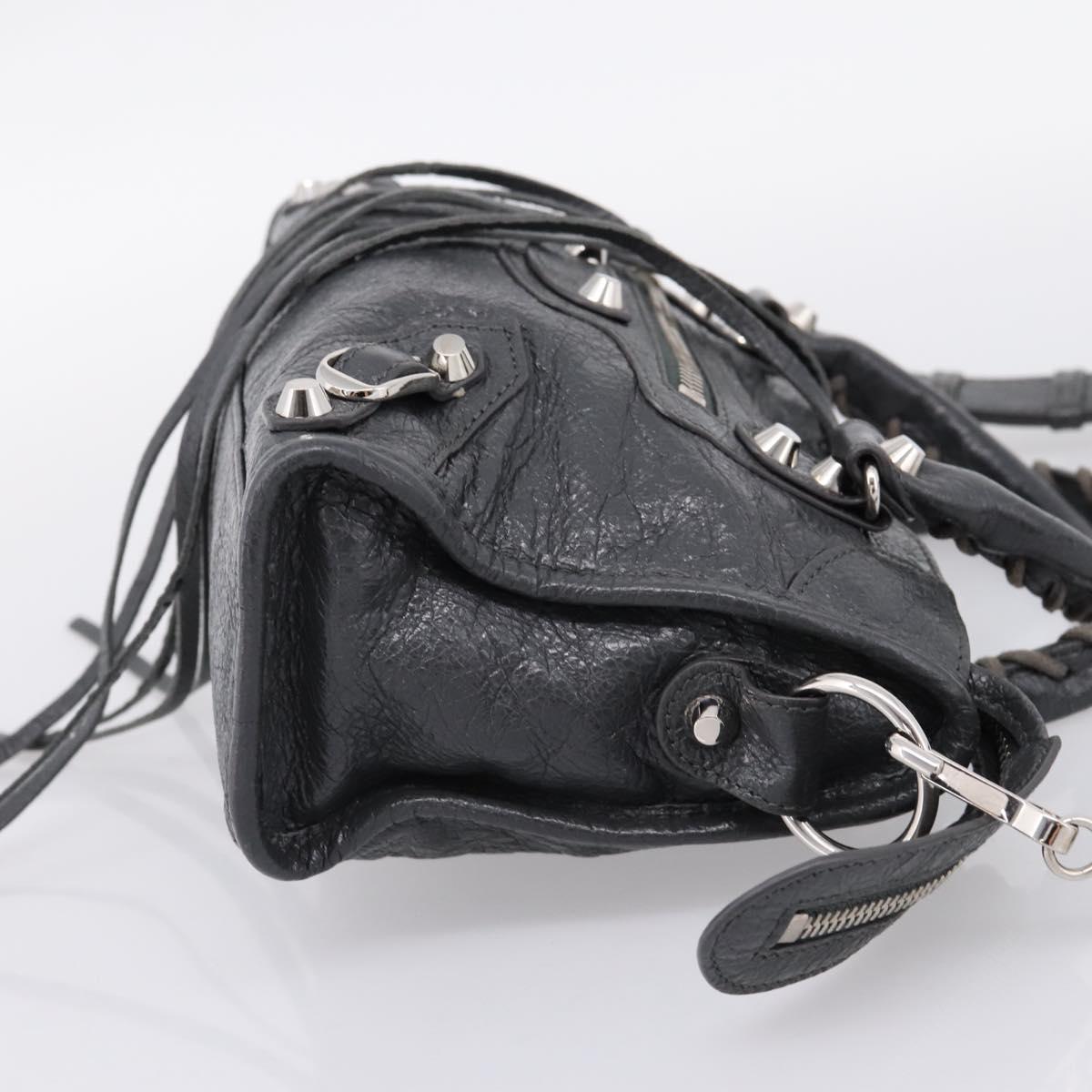 BALENCIAGA Classic Mini City Hand Bag Leather Gray Silver 300295 Auth ka6230SAM