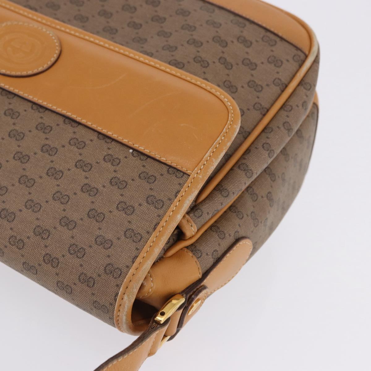 GUCCI Micro GG Shoulder Bag PVC Leather Beige Gold Tone 001 116 0925 Auth ka6232