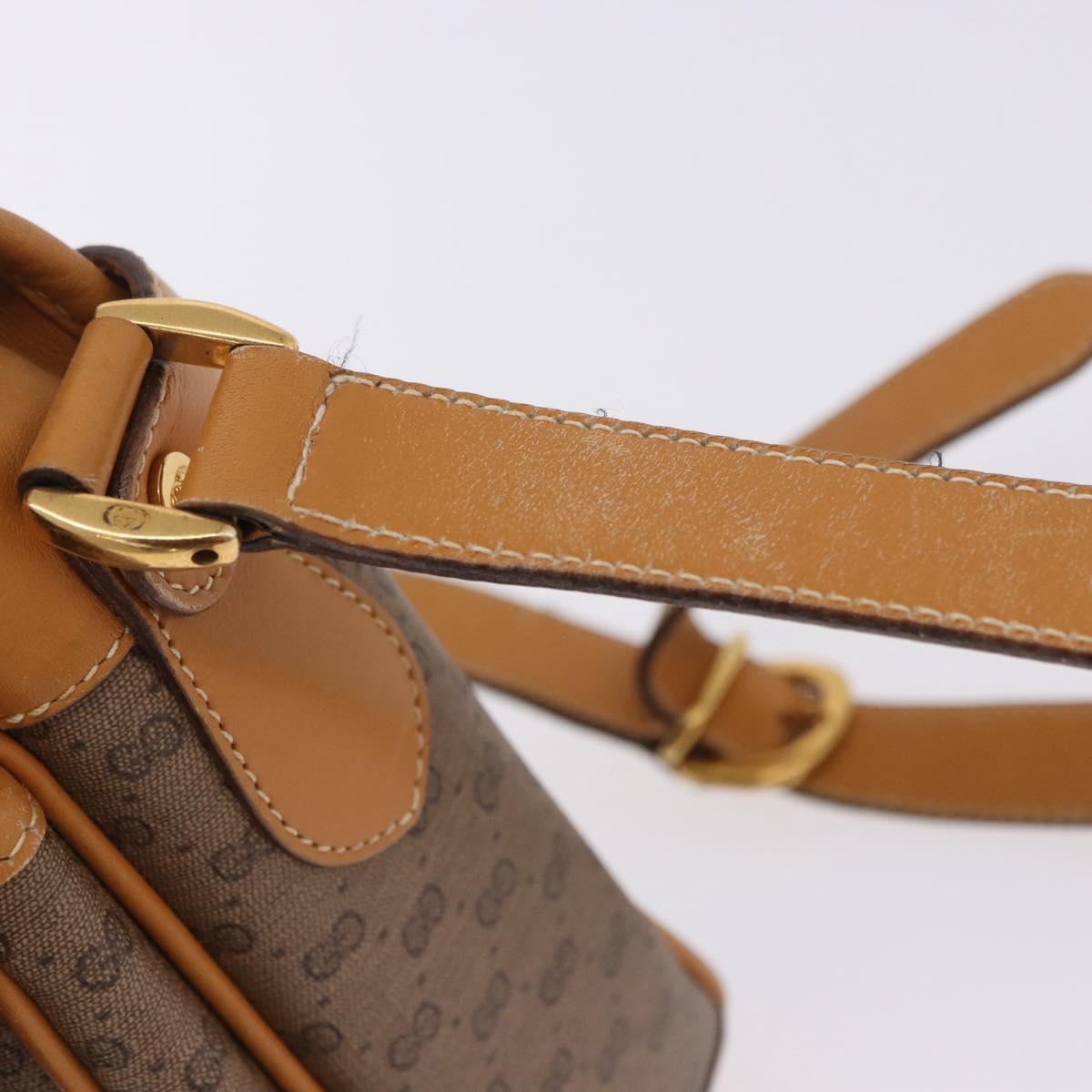 GUCCI Micro GG Shoulder Bag PVC Leather Beige Gold Tone 001 116 0925 Auth ka6232