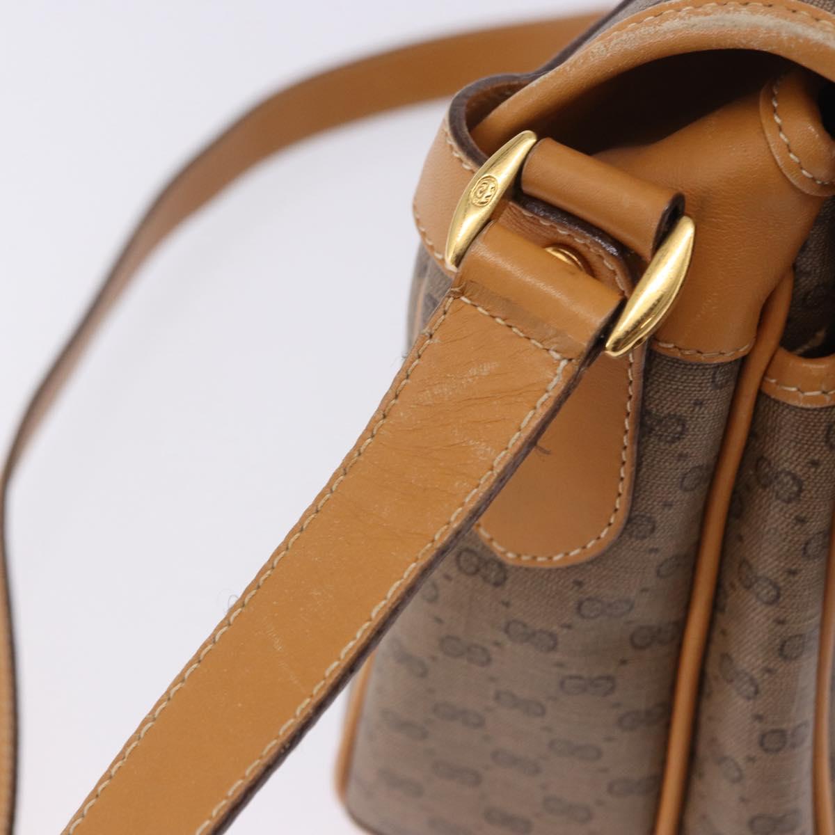 GUCCI Micro GG Shoulder Bag PVC Leather Beige Gold Tone 001 116 0925 Auth ka6232