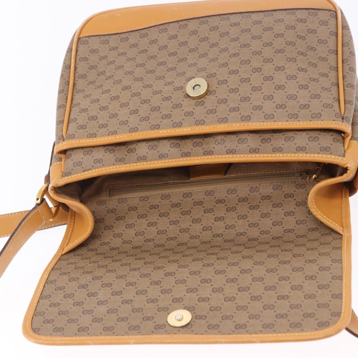 GUCCI Micro GG Shoulder Bag PVC Leather Beige Gold Tone 001 116 0925 Auth ka6232