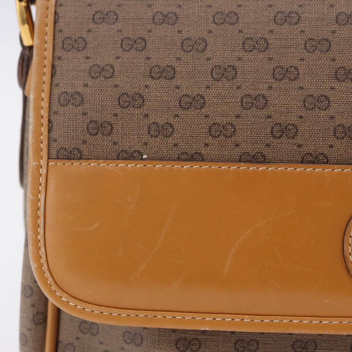 GUCCI Micro GG Shoulder Bag PVC Leather Beige Gold Tone 001 116 0925 Auth ka6232