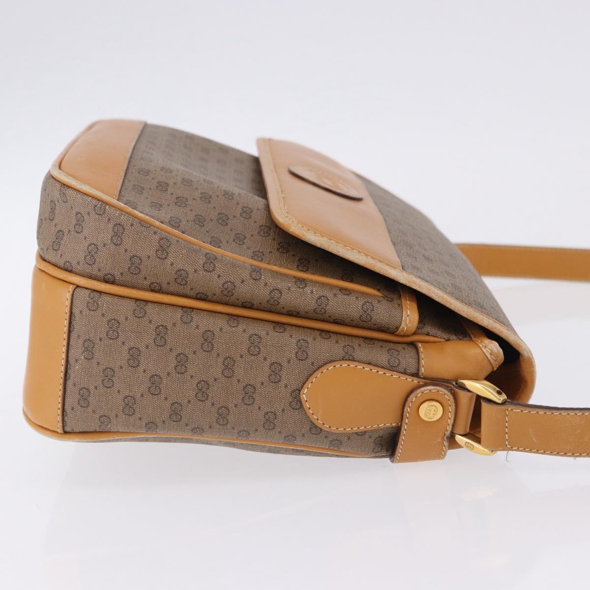 GUCCI Micro GG Shoulder Bag PVC Leather Beige Gold Tone 001 116 0925 Auth ka6232