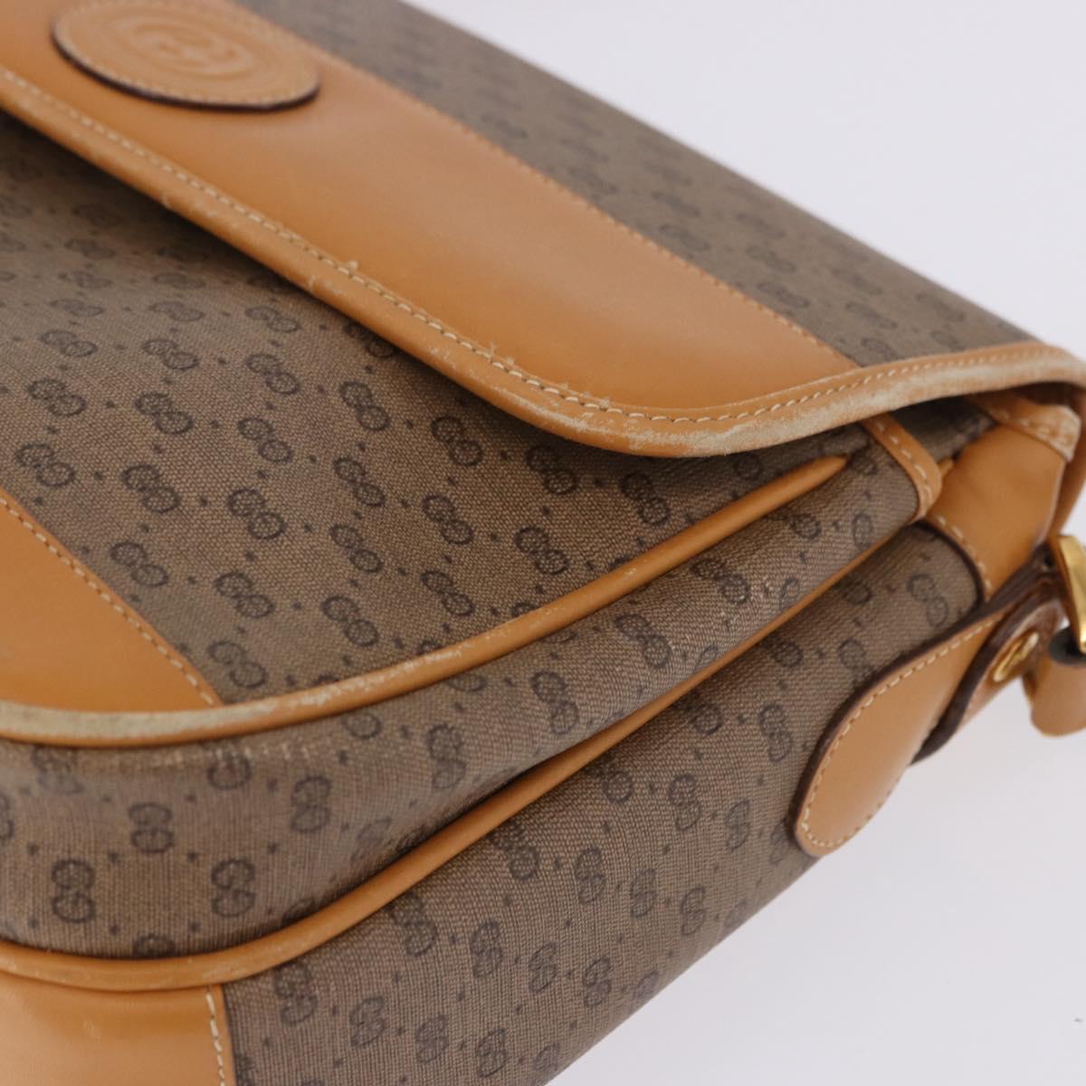 GUCCI Micro GG Shoulder Bag PVC Leather Beige Gold Tone 001 116 0925 Auth ka6232