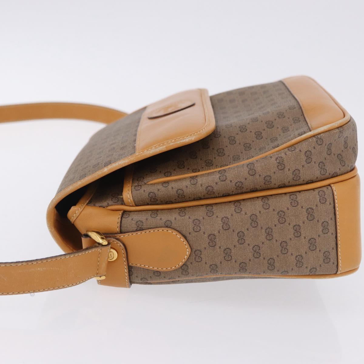 GUCCI Micro GG Shoulder Bag PVC Leather Beige Gold Tone 001 116 0925 Auth ka6232