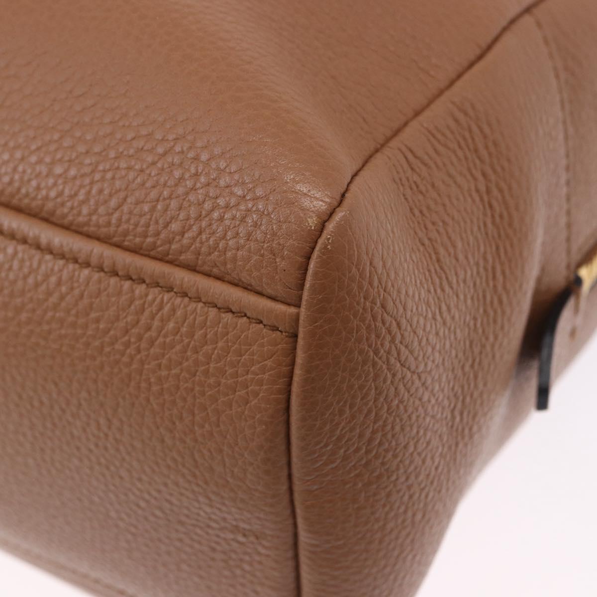 PRADA Hand Bag Leather 2way Beige Gold Tone Auth ka6236M