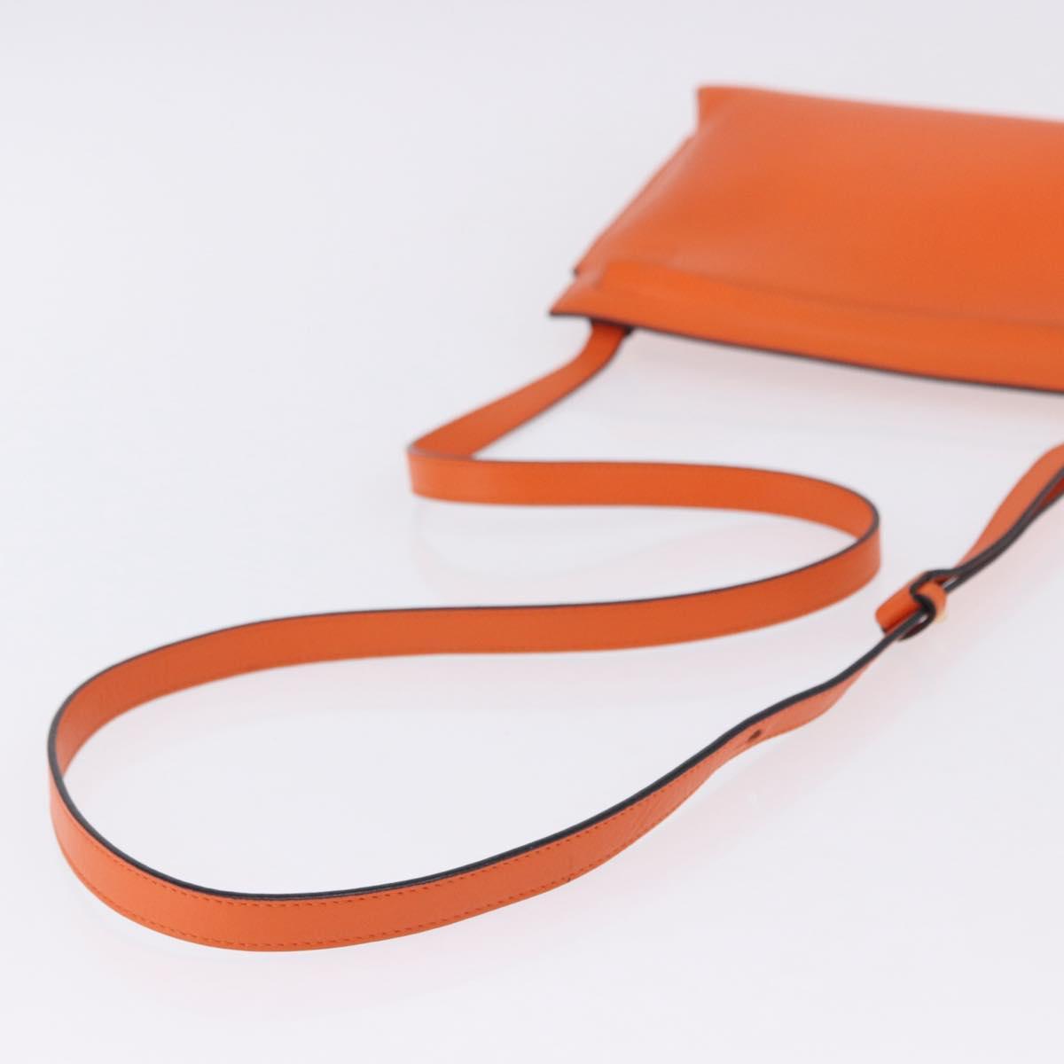 LOEWE Shoulder Bag Leather Orange Gold Tone Auth ka6237A
