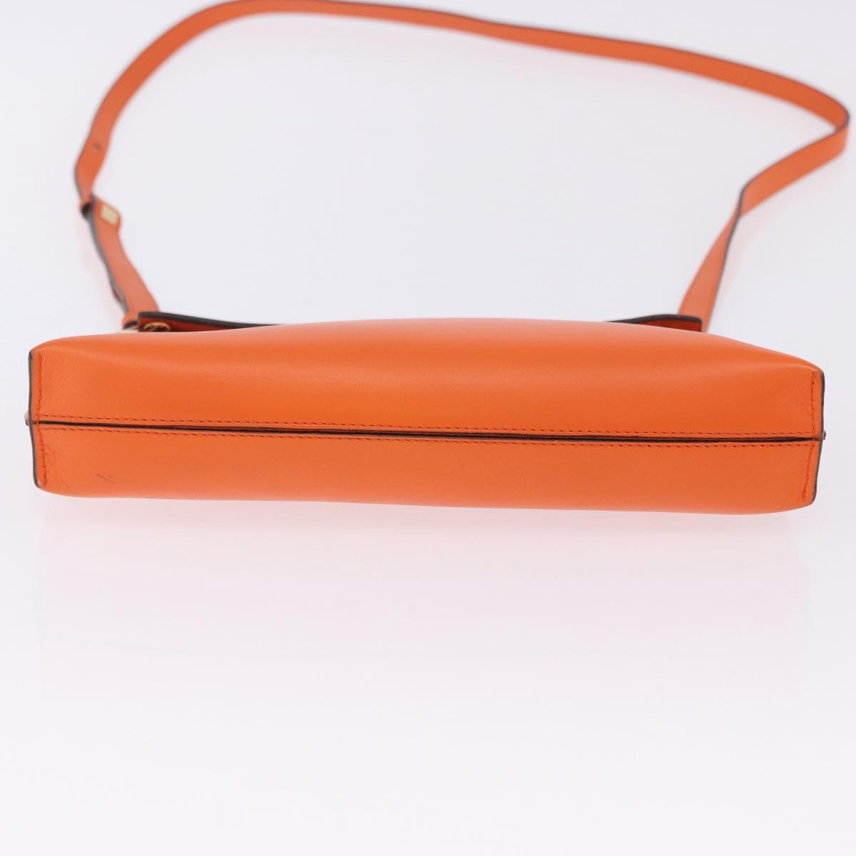 LOEWE Shoulder Bag Leather Orange Gold Tone Auth ka6237A