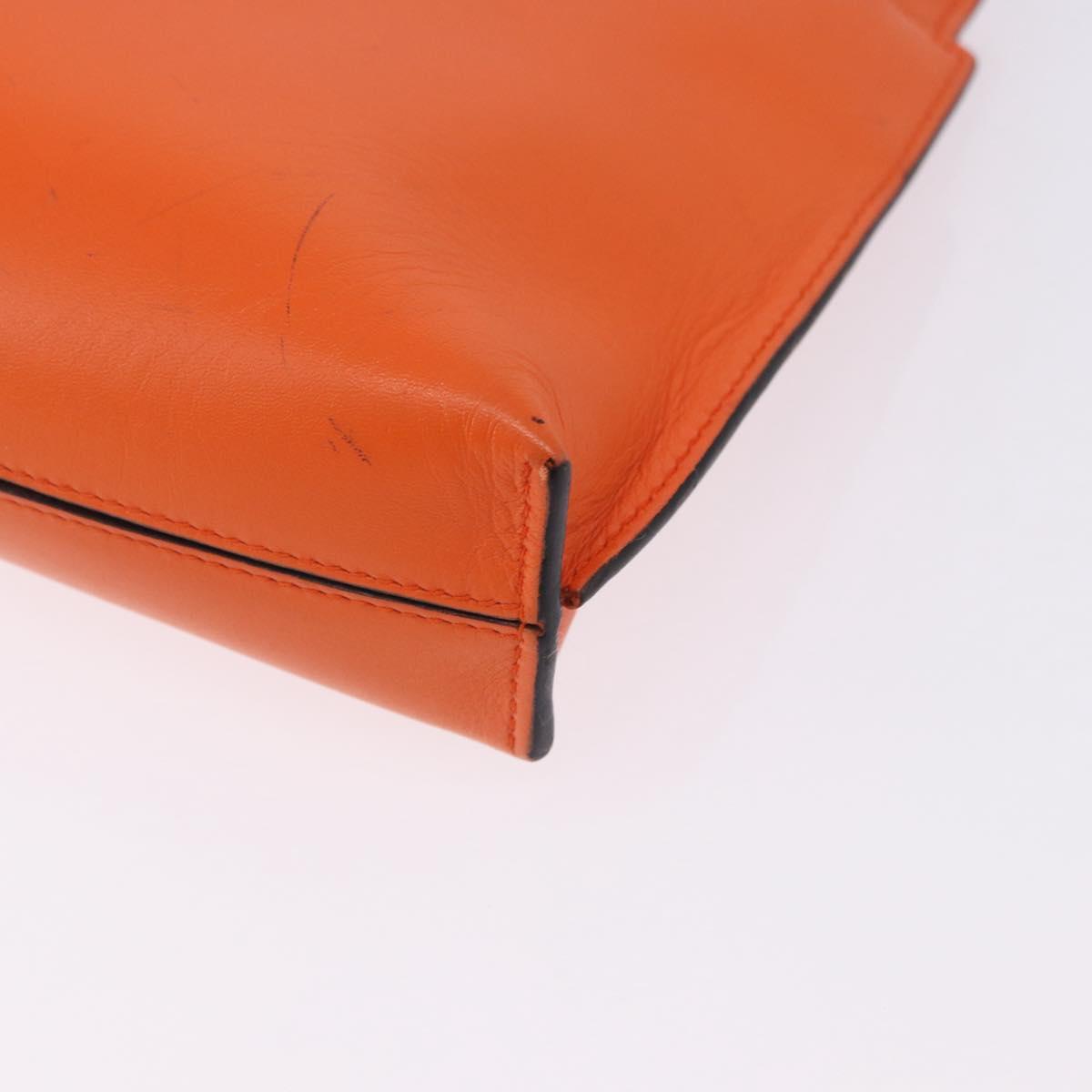 LOEWE Shoulder Bag Leather Orange Gold Tone Auth ka6237A