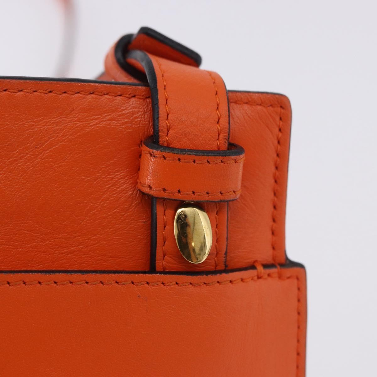 LOEWE Shoulder Bag Leather Orange Gold Tone Auth ka6237A