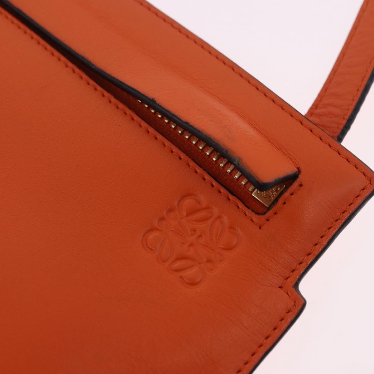 LOEWE Shoulder Bag Leather Orange Gold Tone Auth ka6237A