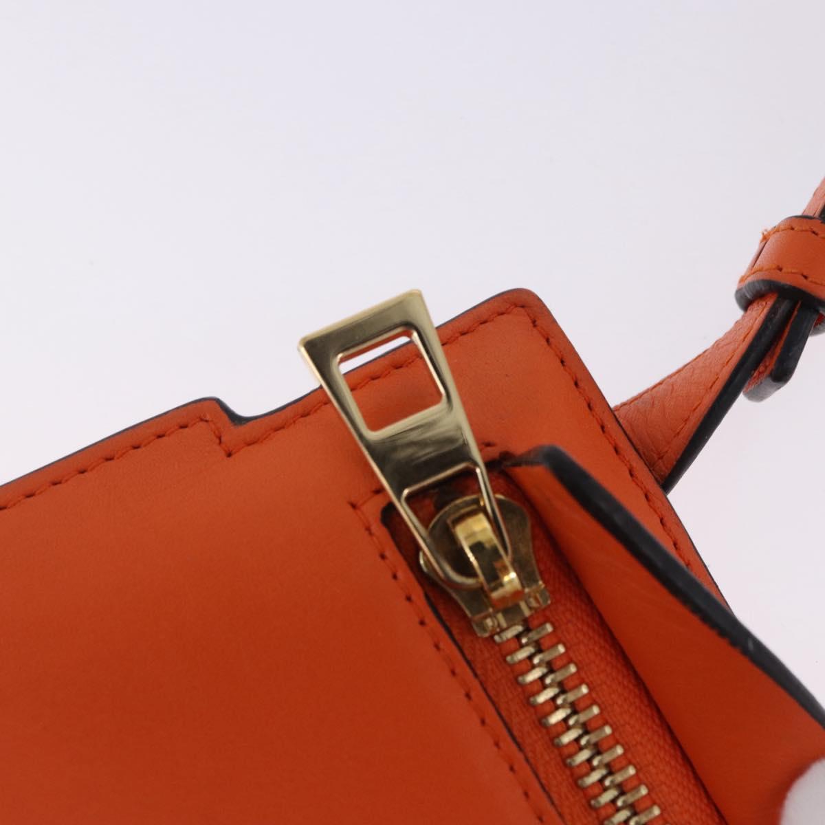 LOEWE Shoulder Bag Leather Orange Gold Tone Auth ka6237A