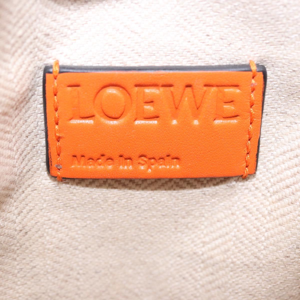 LOEWE Shoulder Bag Leather Orange Gold Tone Auth ka6237A