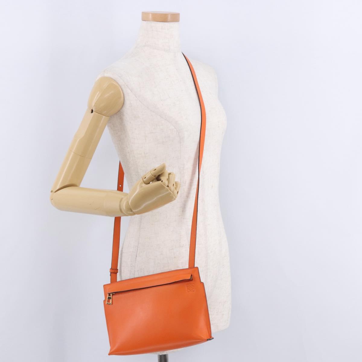 LOEWE Shoulder Bag Leather Orange Gold Tone Auth ka6237A