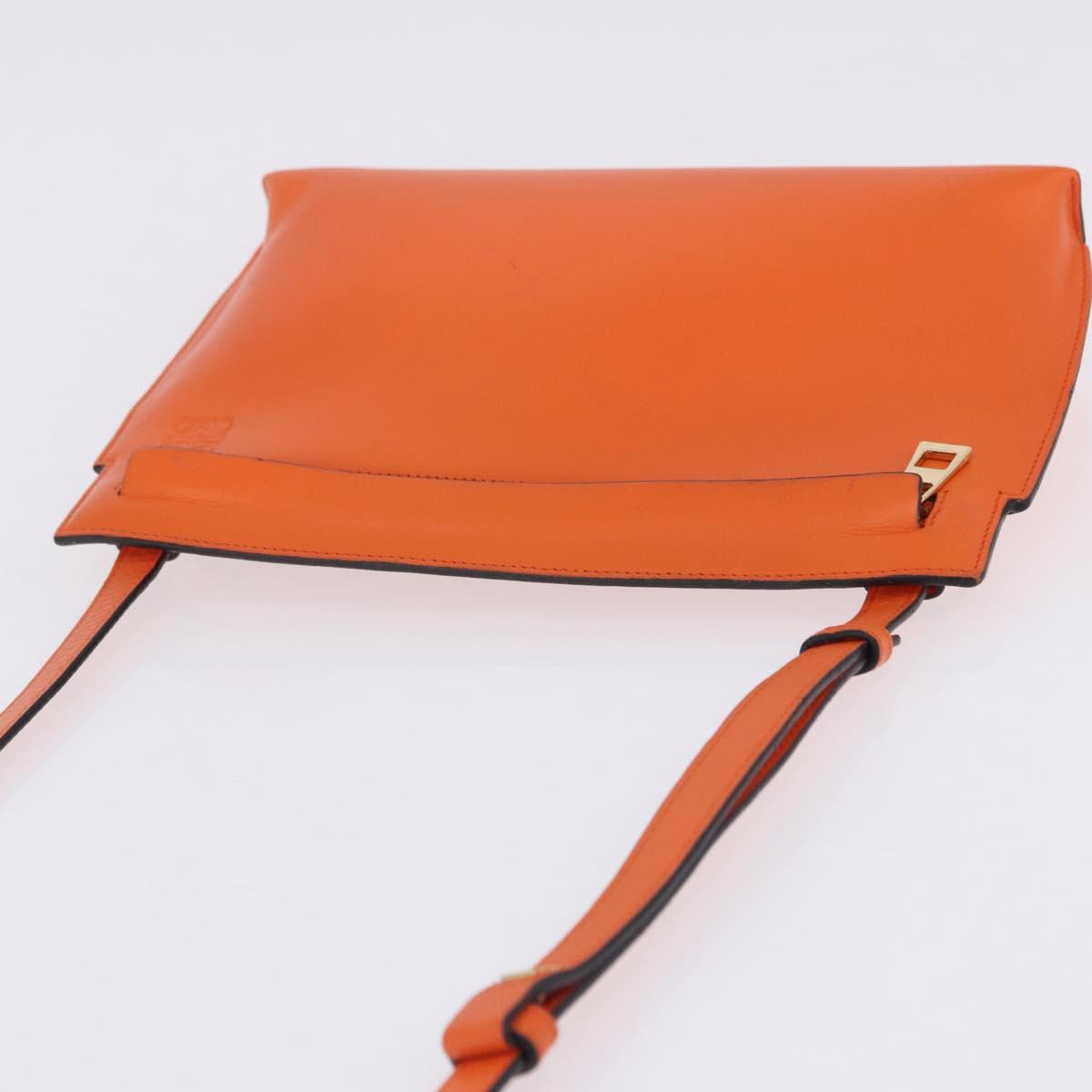 LOEWE Shoulder Bag Leather Orange Gold Tone Auth ka6237A
