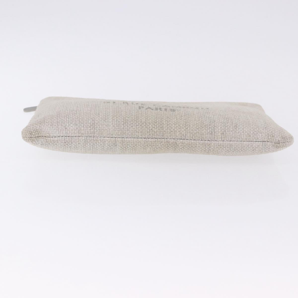 CHANEL Deauville Clutch Bag Straw Gray Silver CC Auth ka6238A