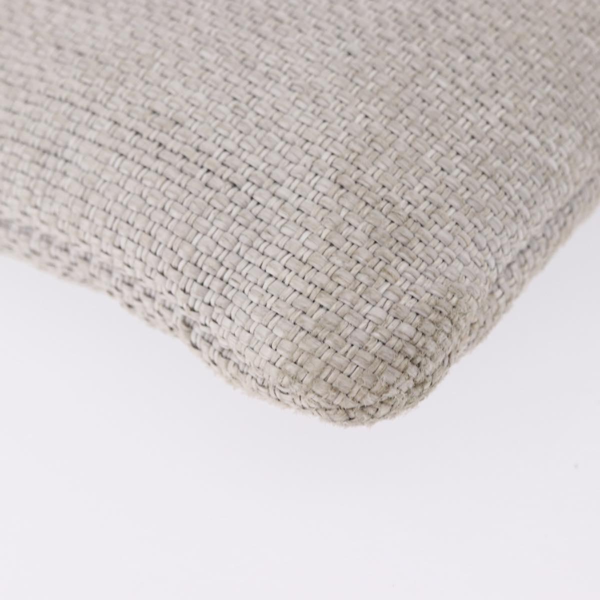 CHANEL Deauville Clutch Bag Straw Gray Silver CC Auth ka6238A