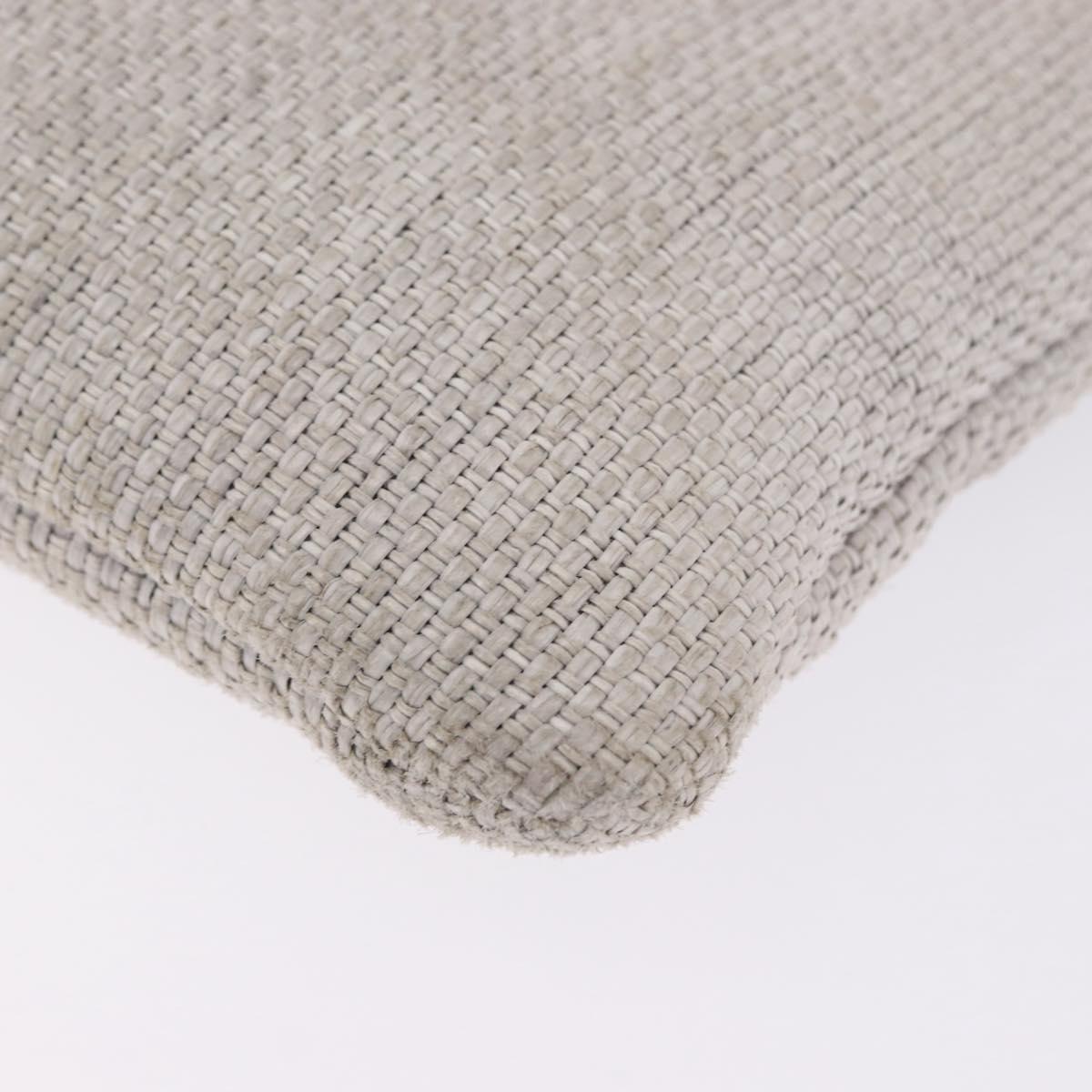 CHANEL Deauville Clutch Bag Straw Gray Silver CC Auth ka6238A