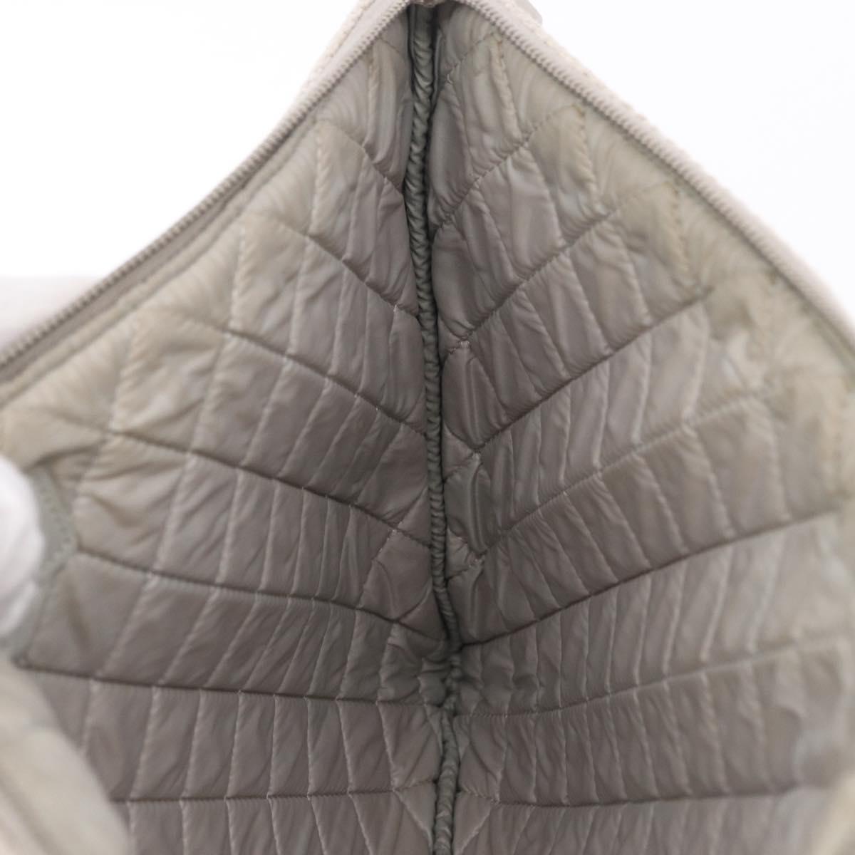 CHANEL Deauville Clutch Bag Straw Gray Silver CC Auth ka6238A